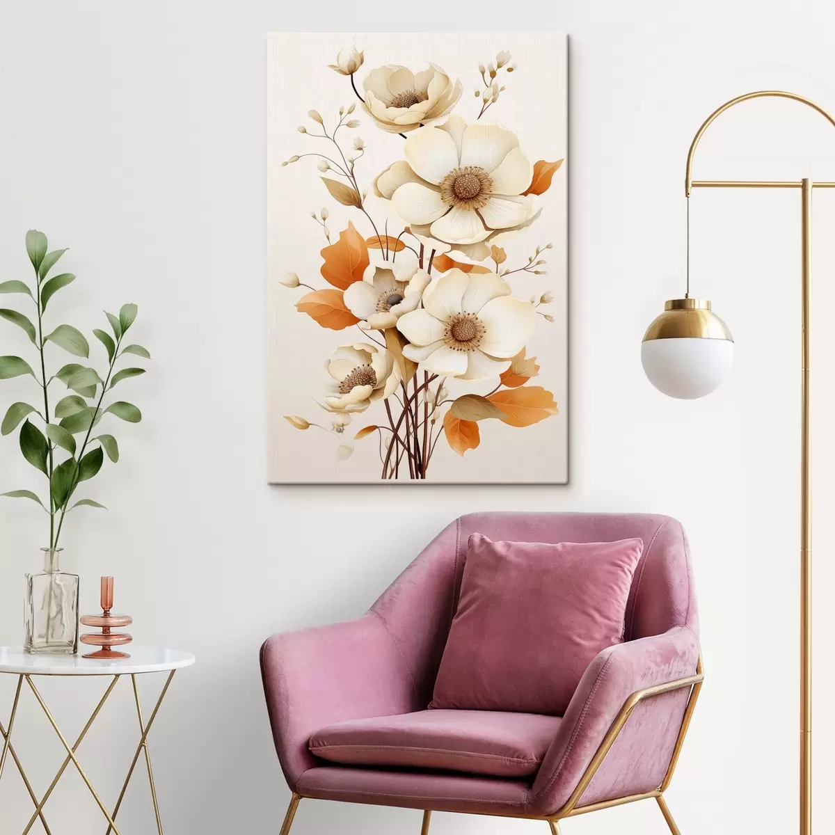 Obraz Světlé květiny na béžovém pozadí Č. s44549