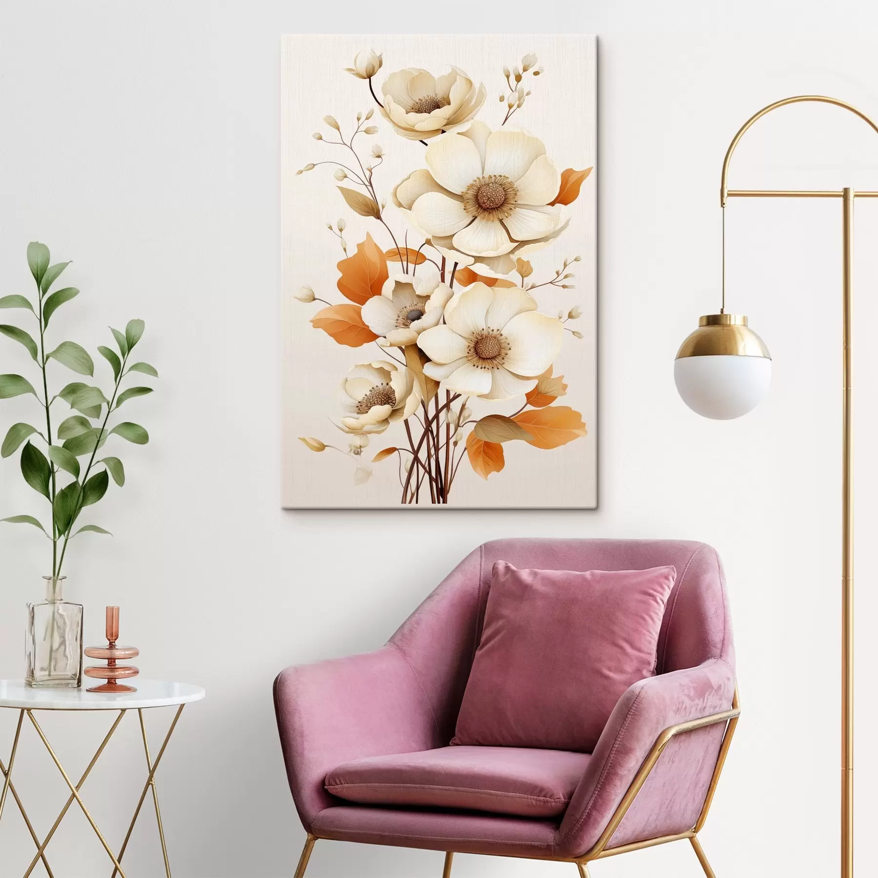 Obraz Světlé květiny na béžovém pozadí Č. s44549