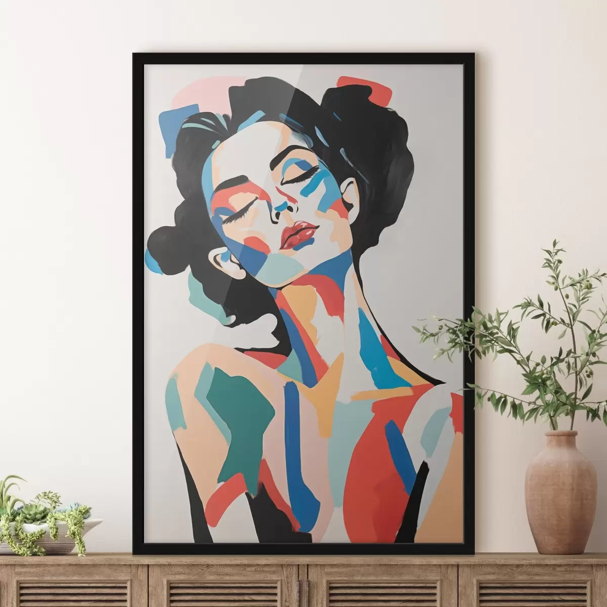 Poster Abstraktní portrét ženy s imitací tahů štětcem f45234