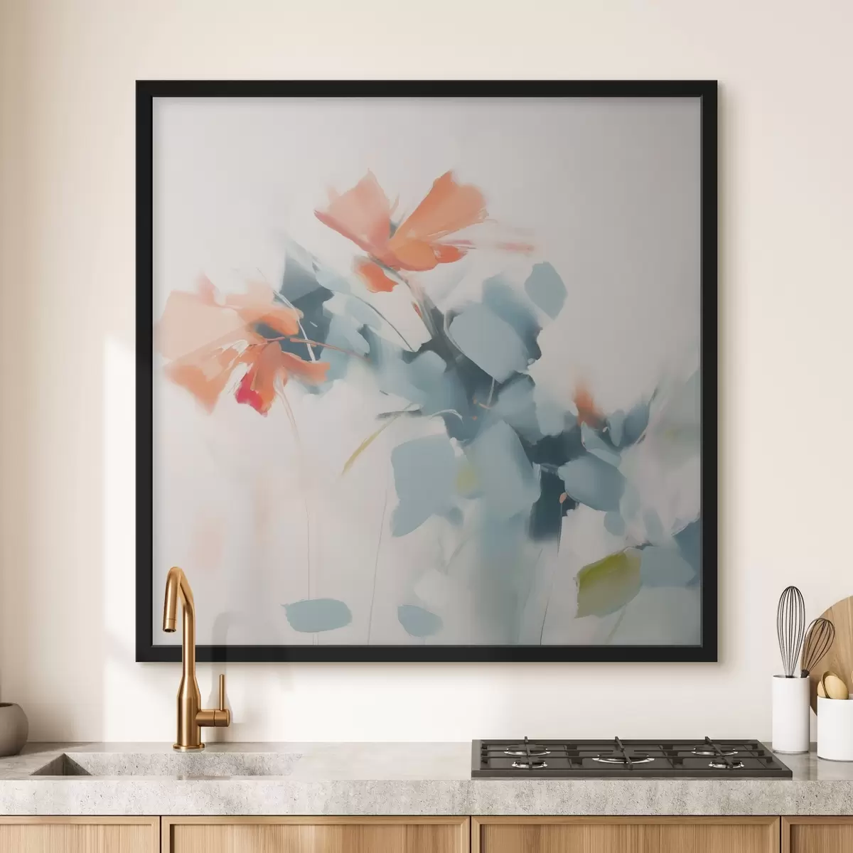 Poster Abstraktní květiny imitace malby f45303