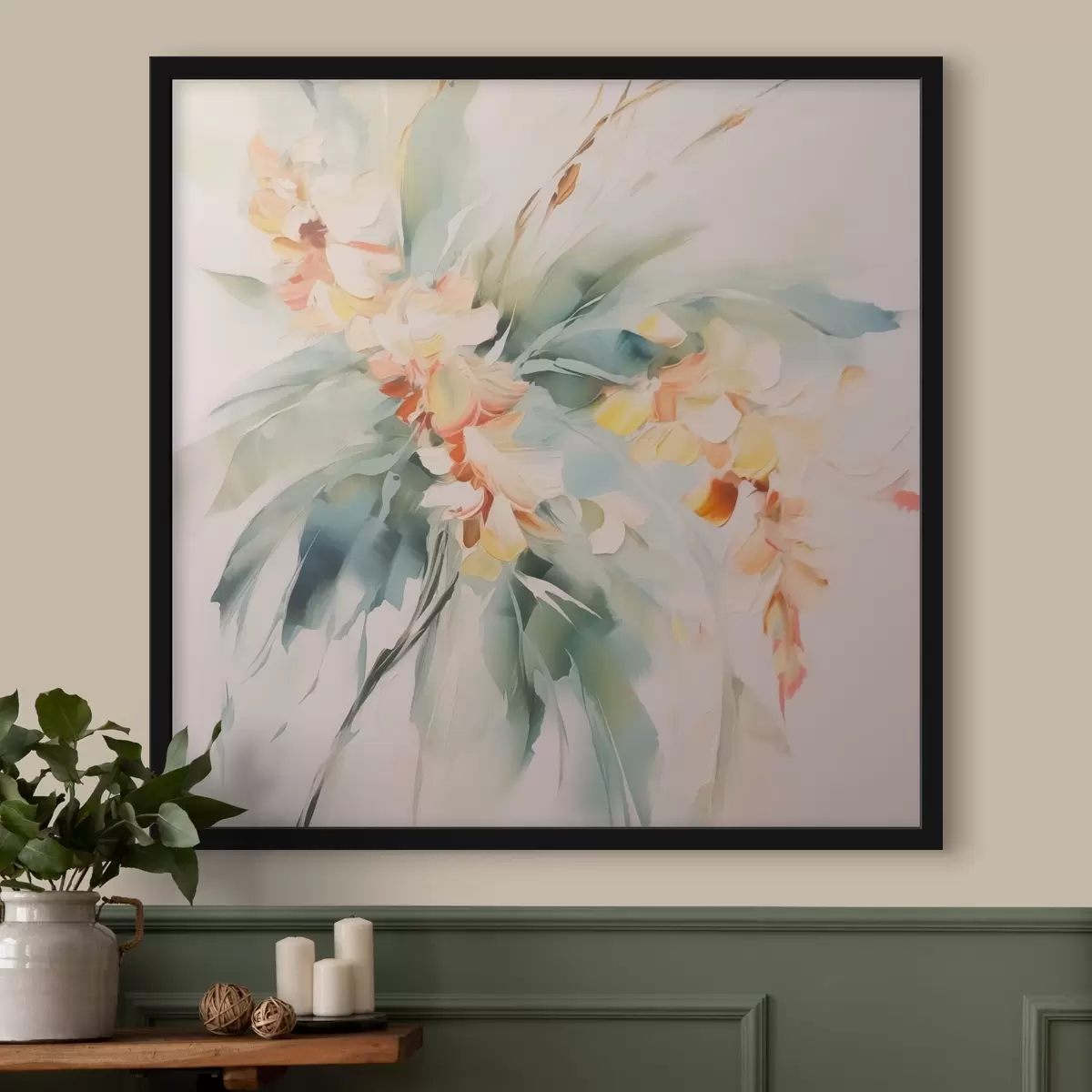 Poster Abstraktní květiny v listí f45305