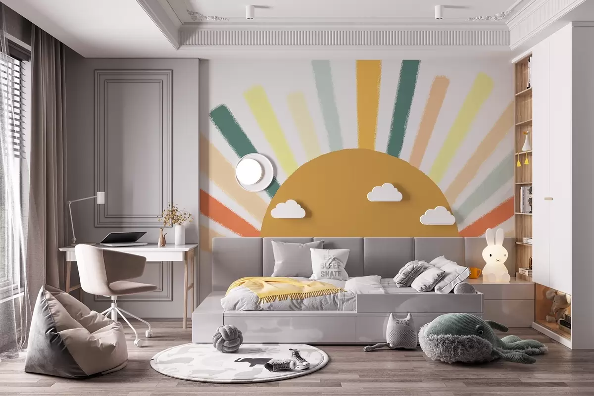 Fototapet Abstraktní slunce s barevnými paprsky w04352