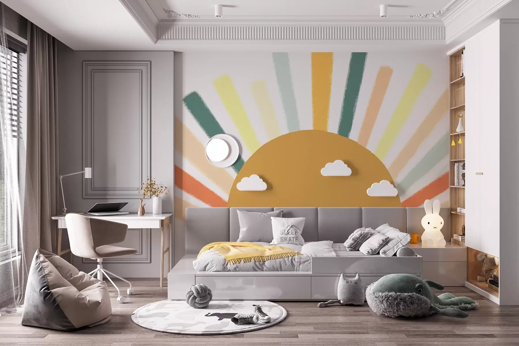 Fototapet Abstraktní slunce s barevnými paprsky w04352