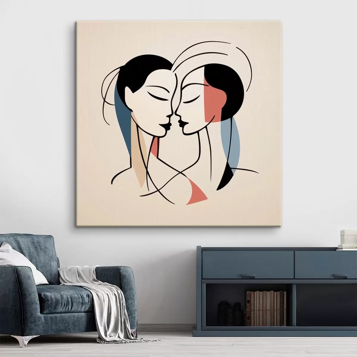 Obraz Dvě tváře v abstraktním stylu s barevnými prvky Č. s45037