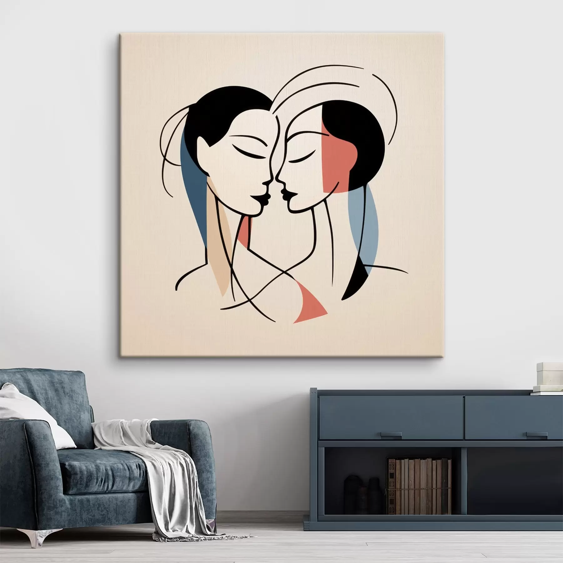Obraz Dvě tváře v abstraktním stylu s barevnými prvky Č. s45037