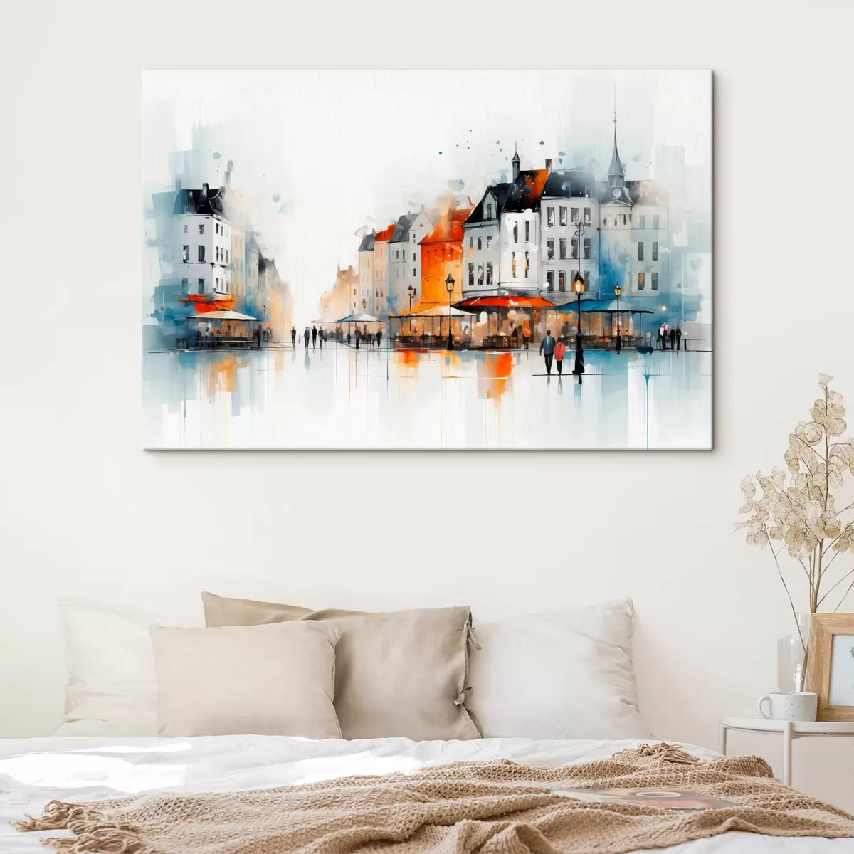 Obraz Uliční scéna s budovami a lidmi v uměleckém stylu Č. s45050