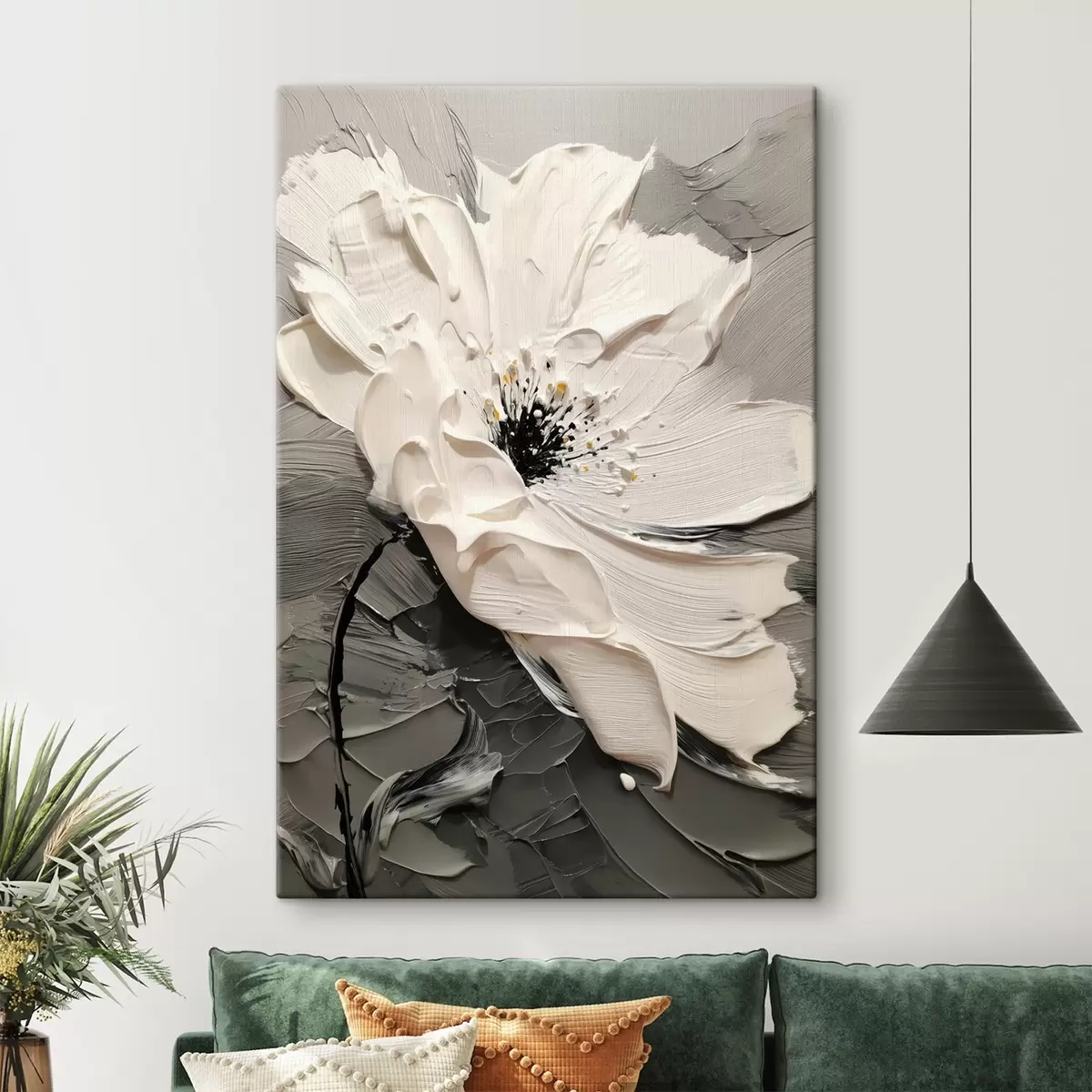 Obraz Elegantní květ: moderní malba s reliéfní texturou Č. s45246