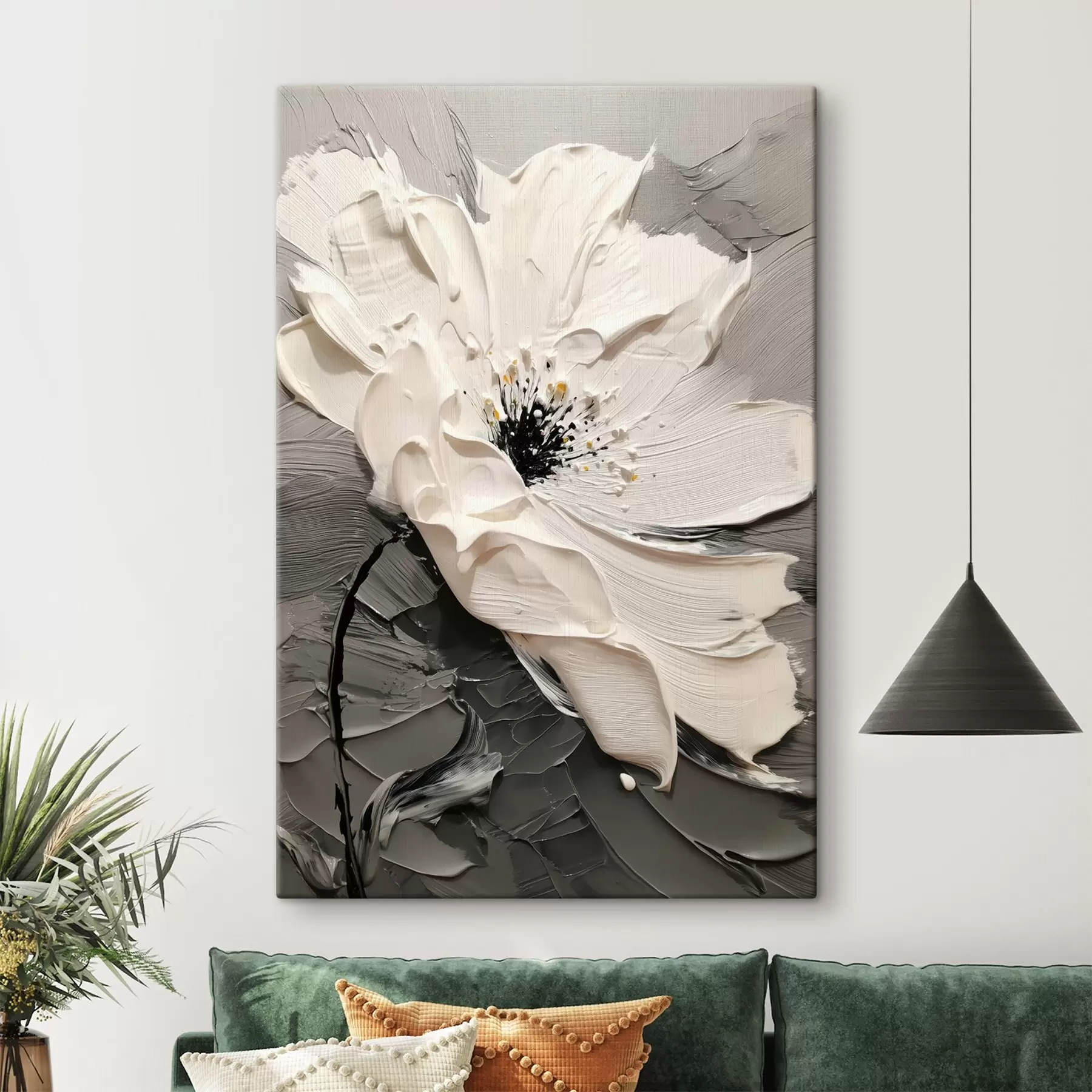 Obraz Elegantní květ: moderní malba s reliéfní texturou Č. s45246