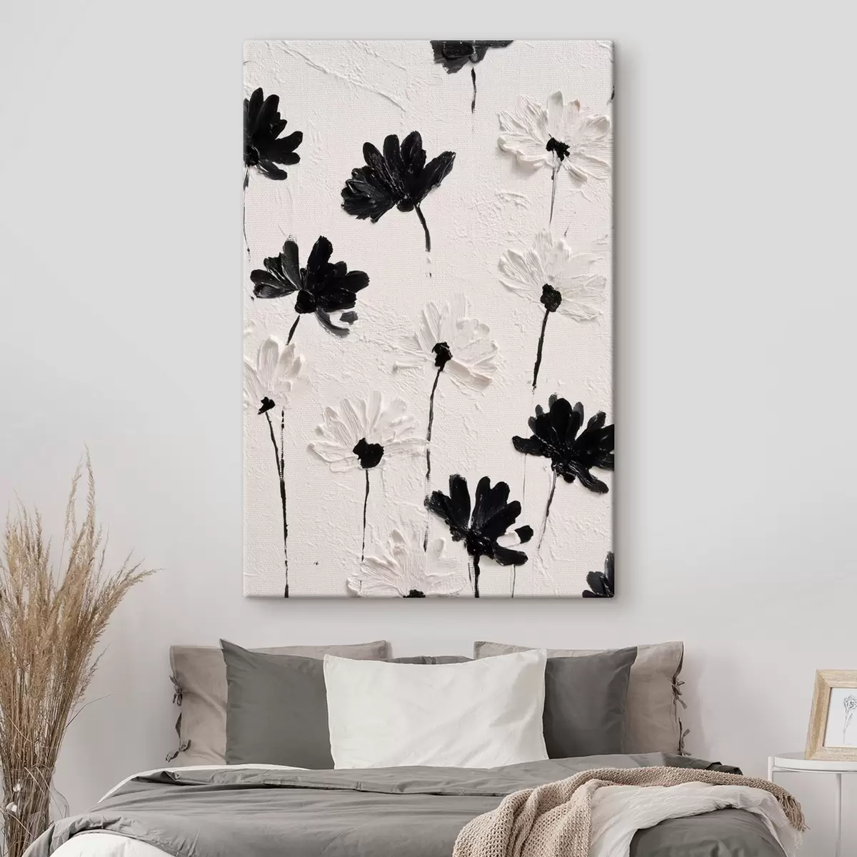 Obraz Volumetrické květiny: kompozice impasto v monochromatických tónech Č. s45247