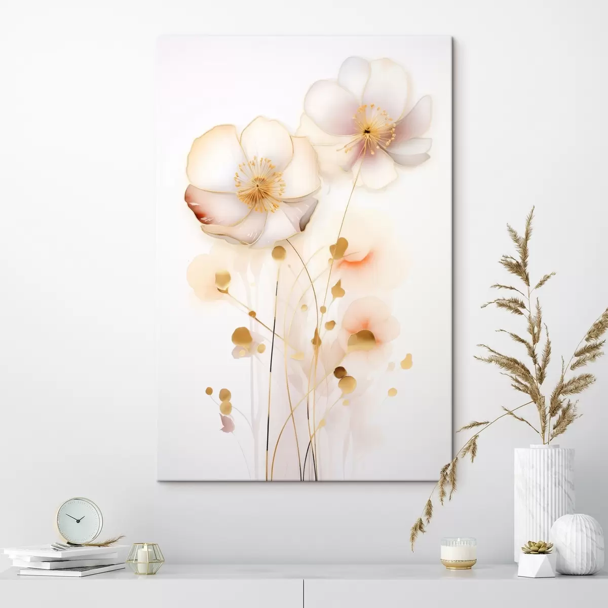Obraz Jemné průsvitné květy v pastelových odstínech na bílém pozadí Č. s45259