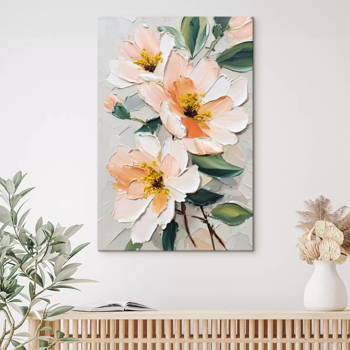 Obraz Květy s bíle zakončenými okvětními lístky a žlutými středy Č. s45262