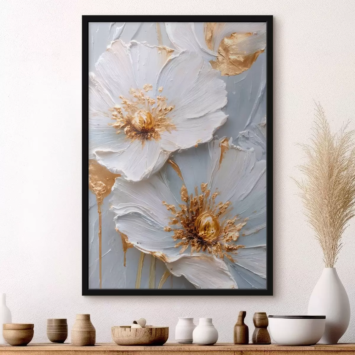 Poster Texturované sedmikrásky: impasto umění s expresivními tahy štětce f45241