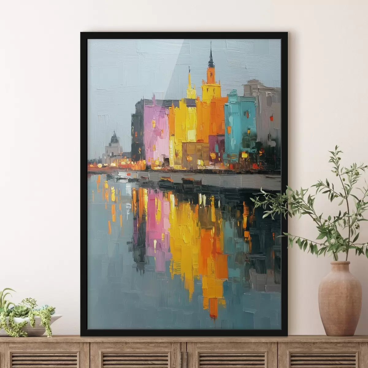 Poster Světla města: živá krajina ve stylu impasto f45242