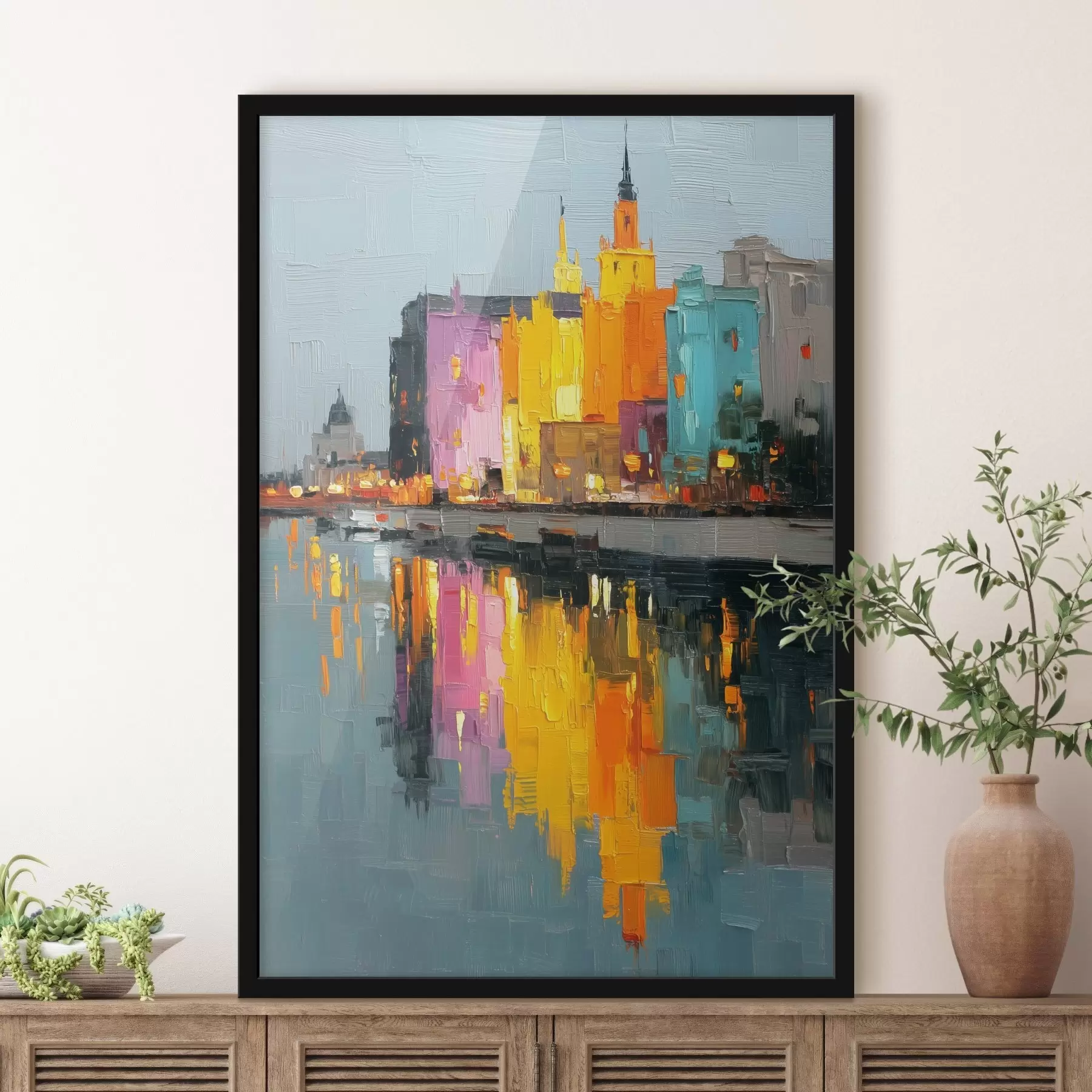 Fototapet Světla města: živá krajina ve stylu impasto f45242