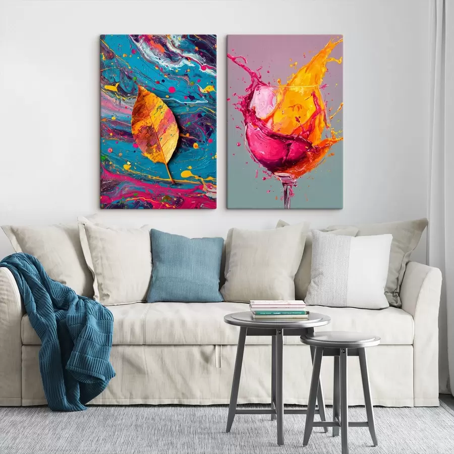 Obraz Expresivní abstrakce s prvky přírody a nápojů Č. m00570