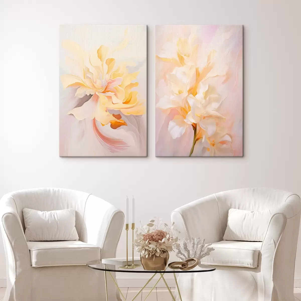 Obraz Jemný diptych v akvarelovém stylu s barevnými přechody Č. m00576