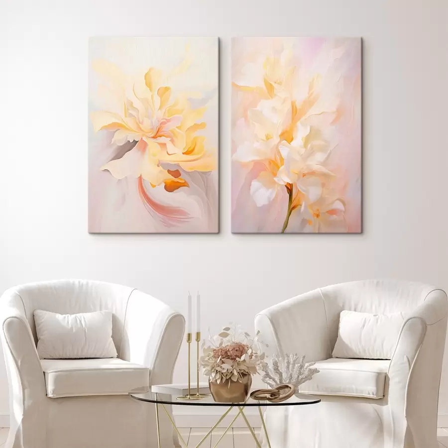 Obraz Jemný diptych v akvarelovém stylu s barevnými přechody Č. m00576