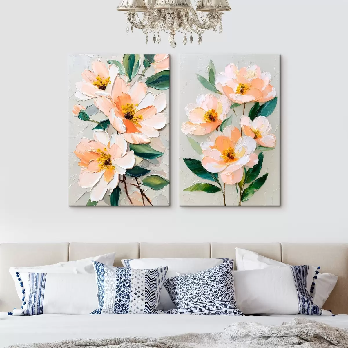 Obraz Malba ve stylu impasto kombinující velkou kytici a jednotlivé květiny Č. m00579