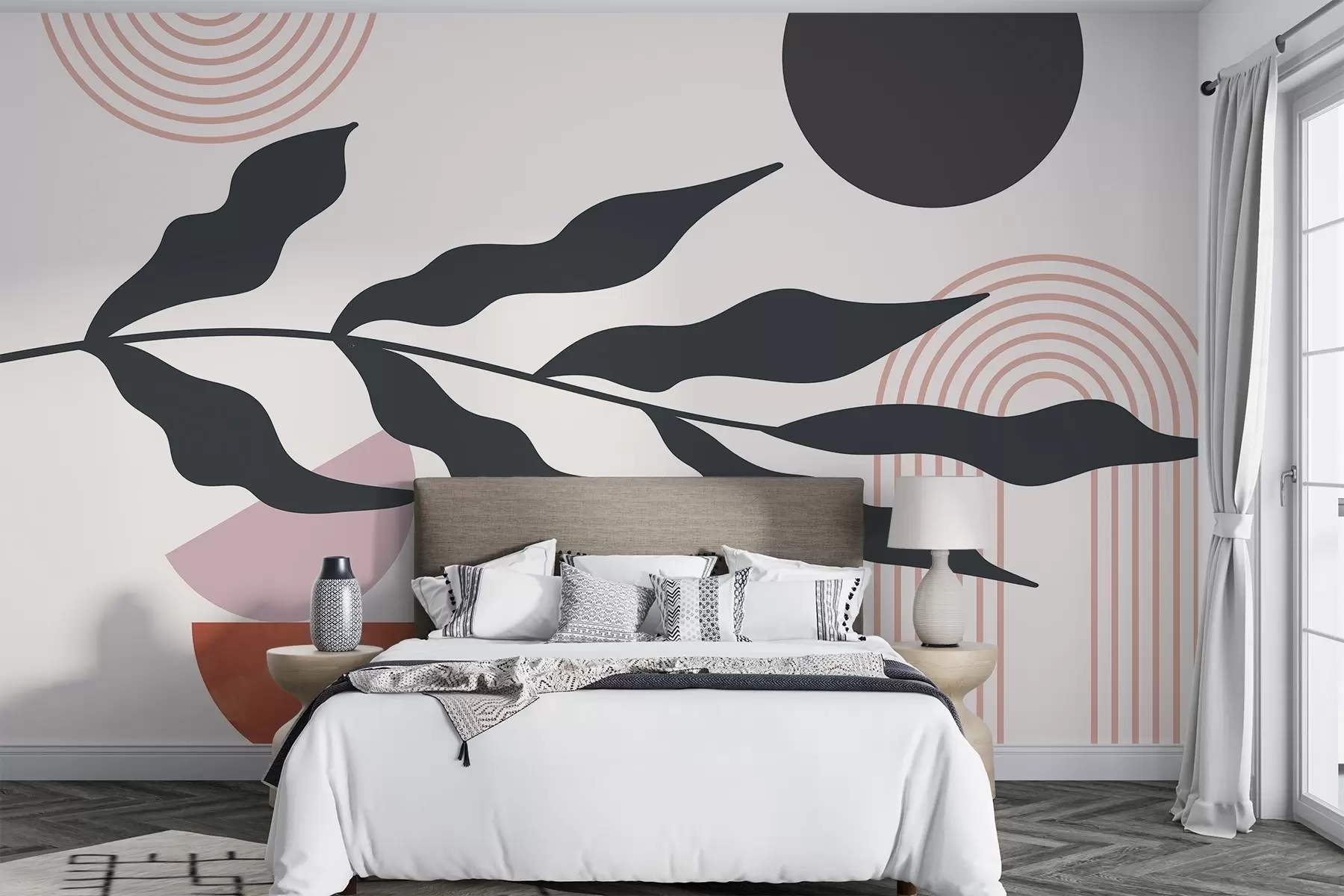 Fototapet Abstrakce, listy, lineární oblouky w04386v2