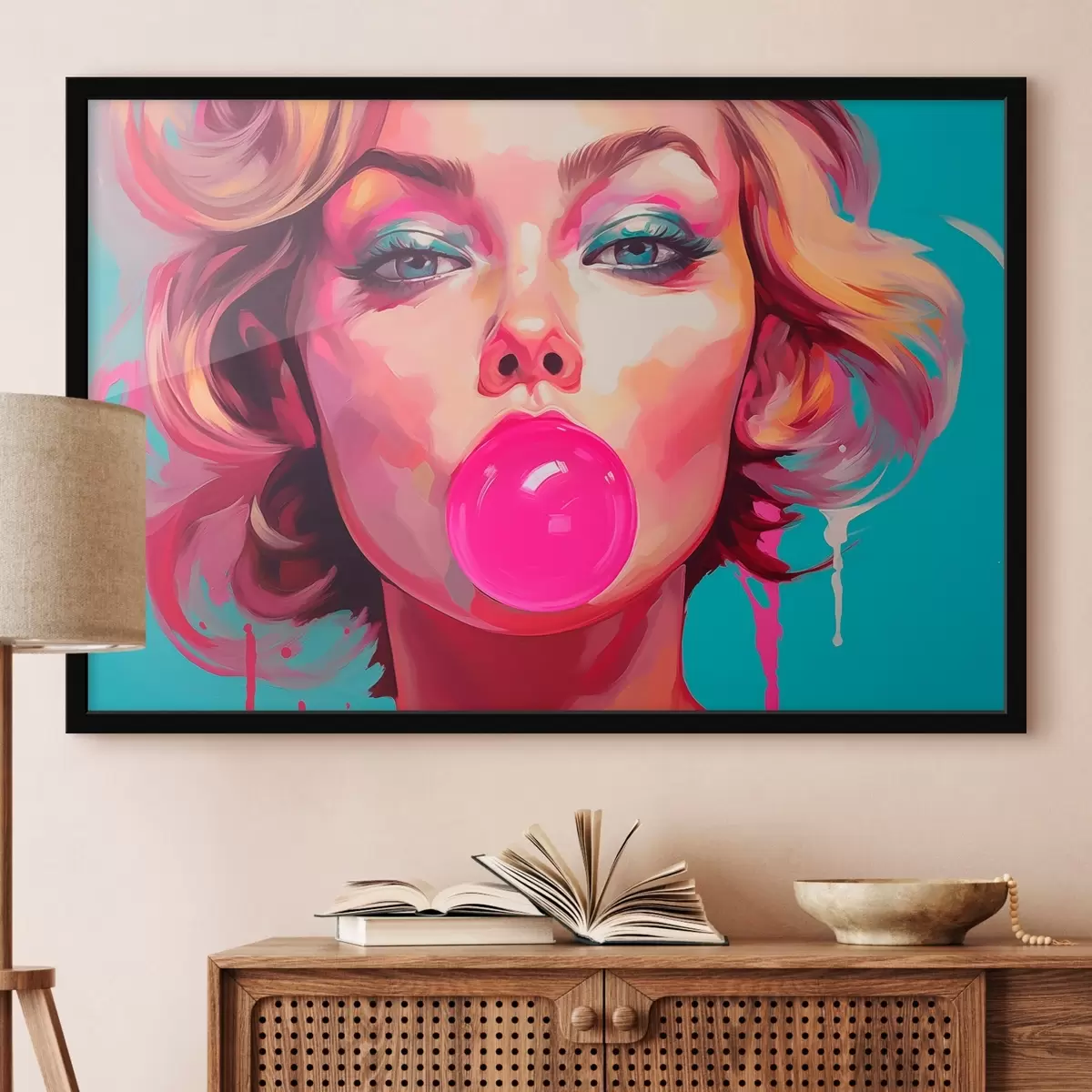 Poster Dívka s růžovou žvýkačkou f45321