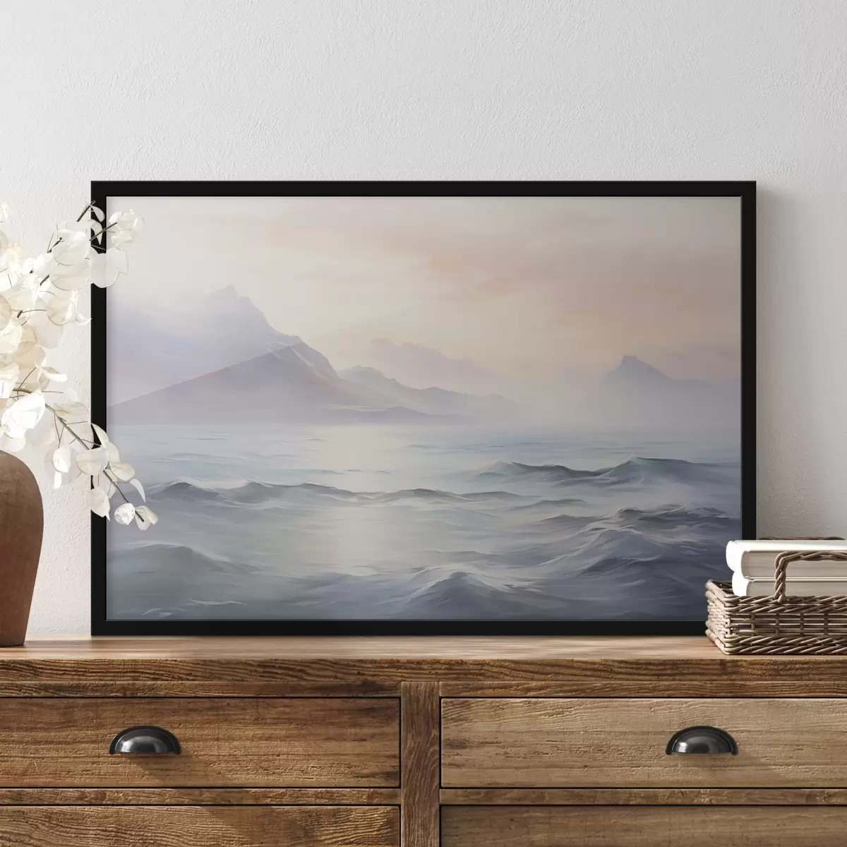 Poster Jezero v blízkosti hor imitace malby f45344