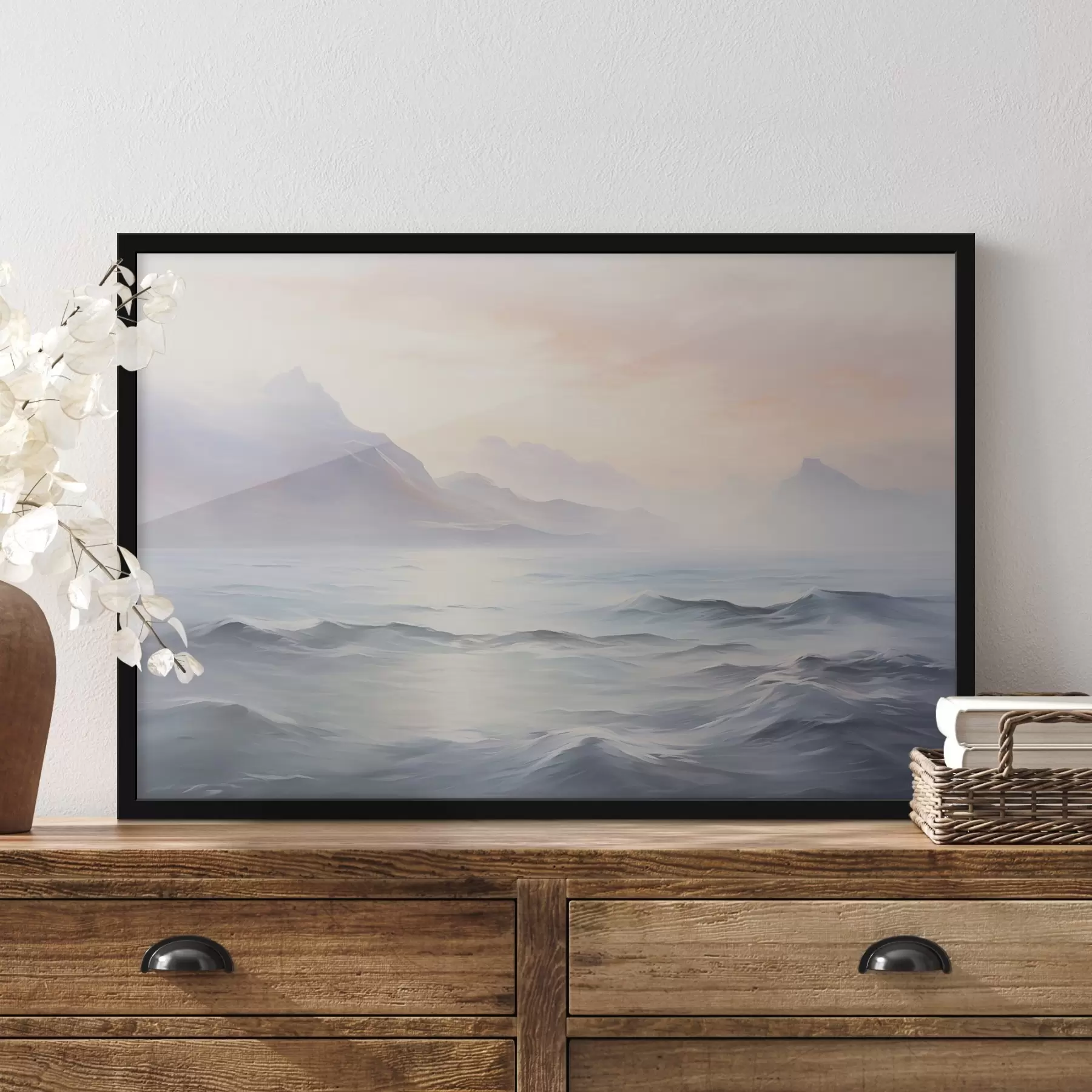 Fototapet Jezero v blízkosti hor imitace malby f45344