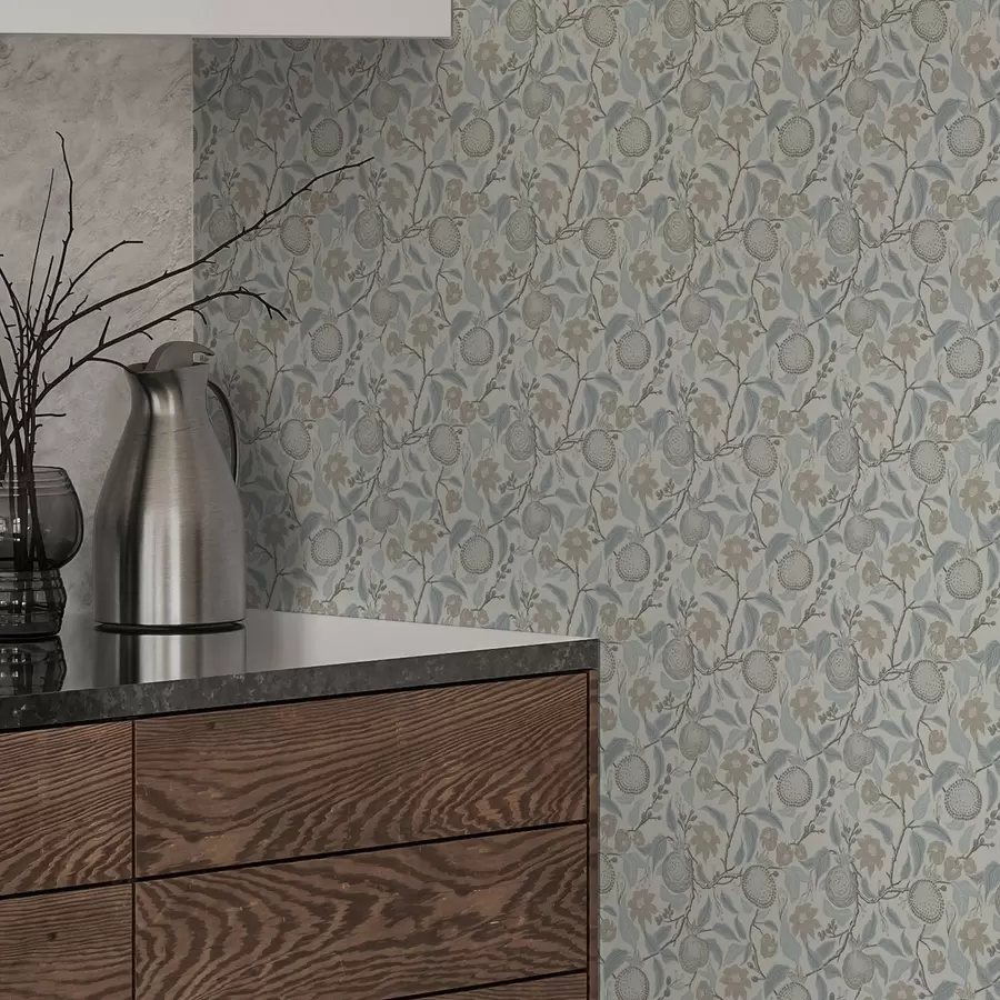 Fototapet Tlumené granátové jablko a květinové větve ve vintage stylu a00383