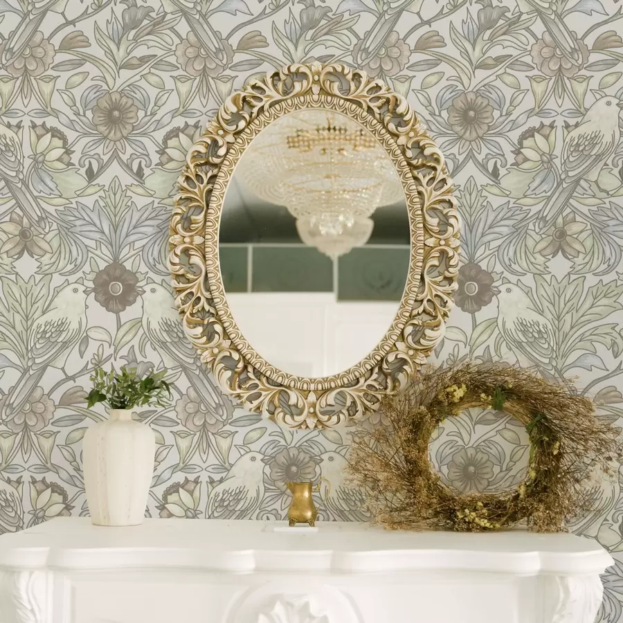 Fototapet Secesní ptáci a pastelově stylizované květiny a00385