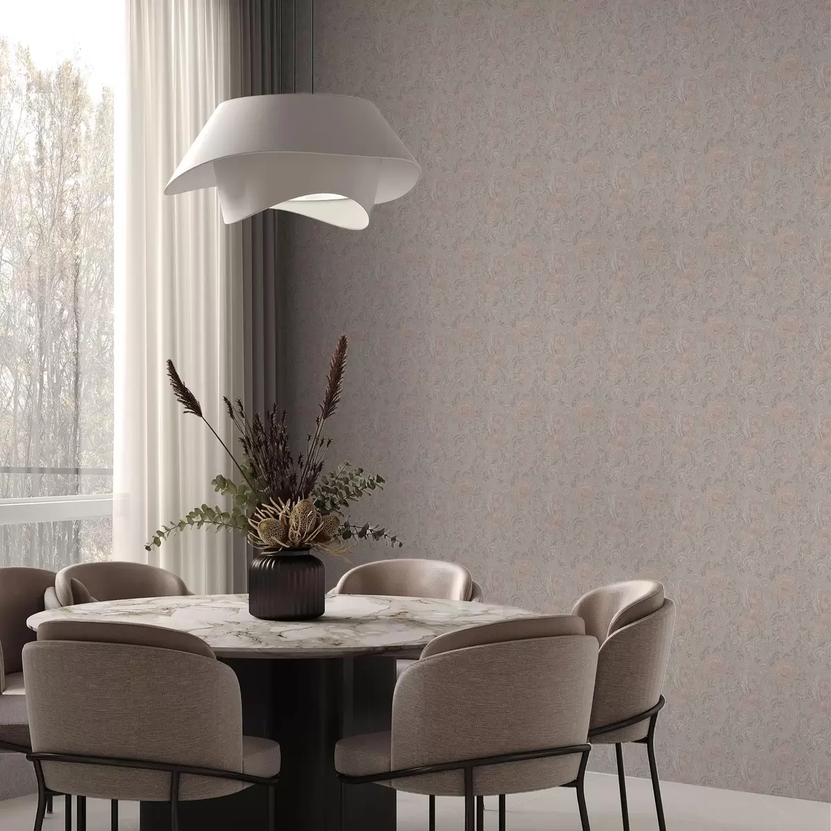 Tapety Jemné pastelové květiny v secesním stylu a00394