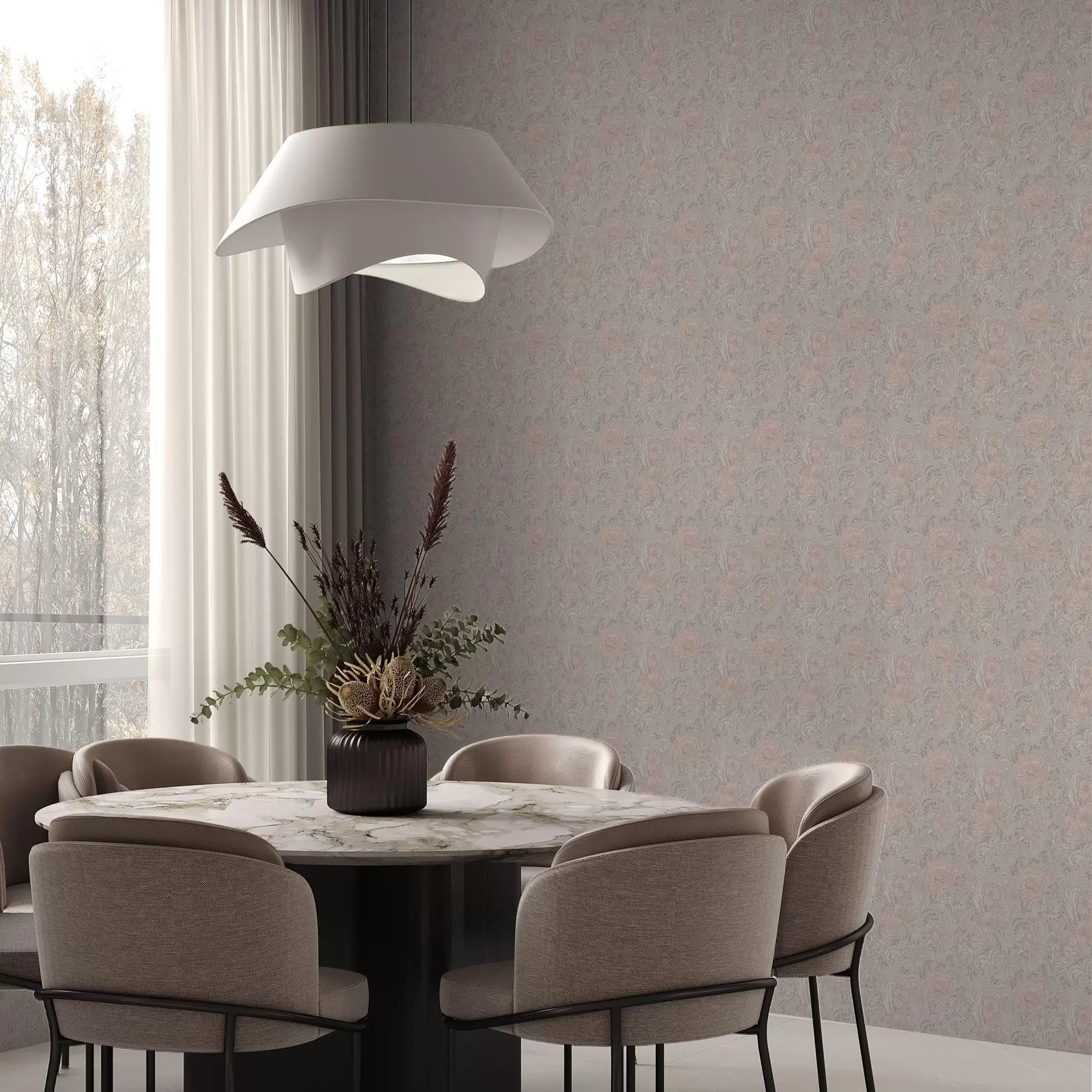 Fototapet Jemné pastelové květiny v secesním stylu a00394