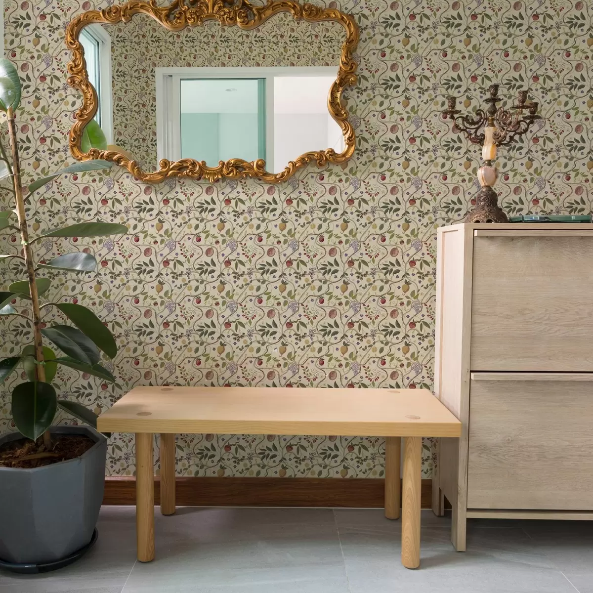 Tapety Vzor ovoce s bobulemi, větvemi a květy a00428