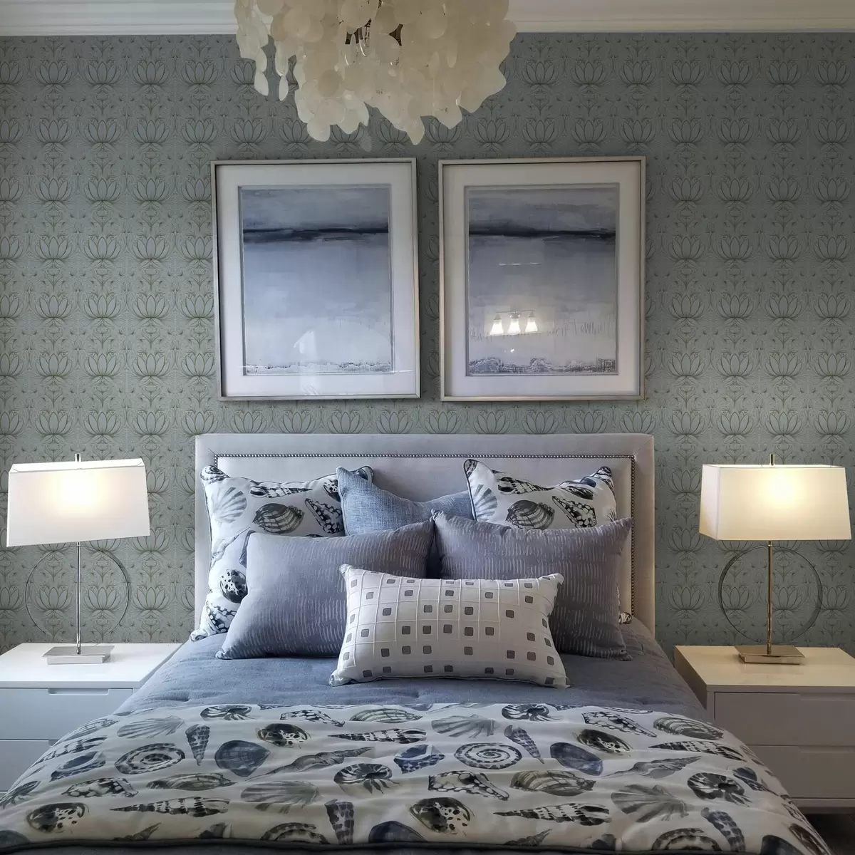 Tapety Lotosový ornament v tyrkysové a žluté barevné paletě a00439