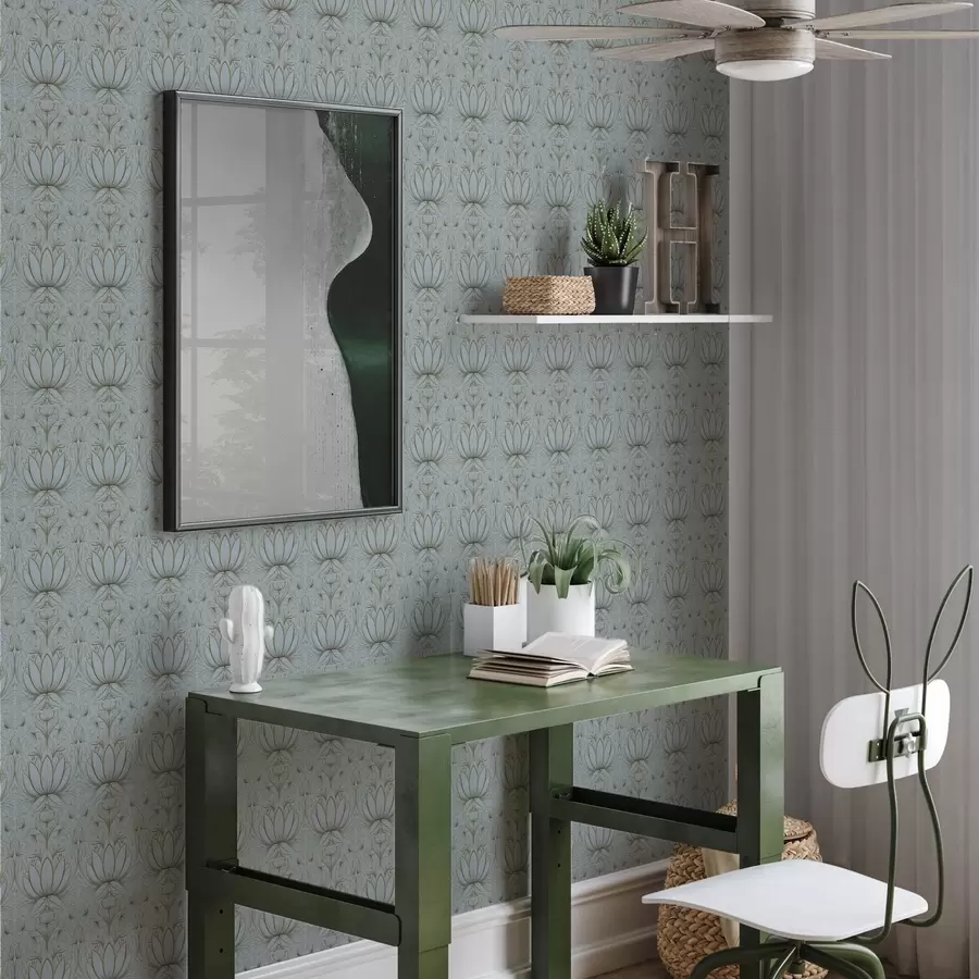 Fototapet Lotosový ornament v tyrkysové a žluté barevné paletě a00439