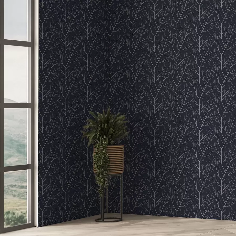 Fototapet Měkké červené větve na tmavě modrém pozadí a00451