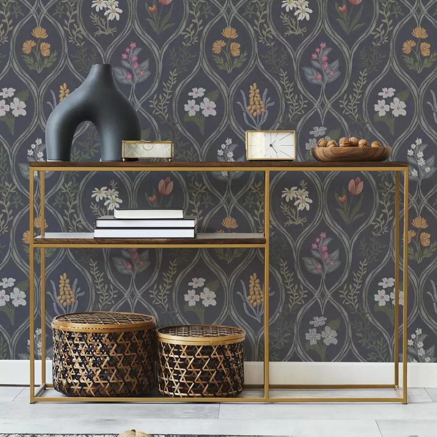 Fototapet Tmavý vintage rám s barevnými zahradními květinami a00454