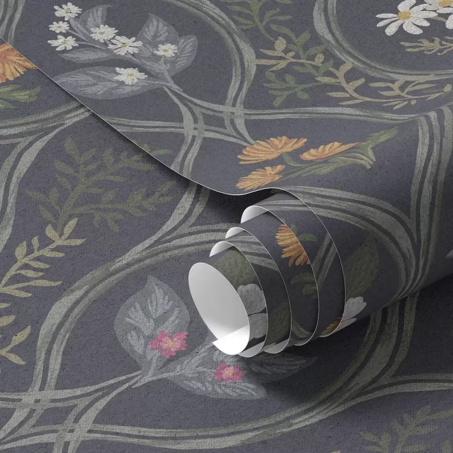 Fototapet Tmavý vintage rám s barevnými zahradními květinami a00454