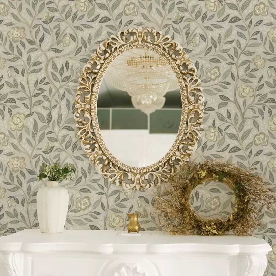 Fototapet Krémové růže a olivové listy na prašném růžovém pozadí a00455