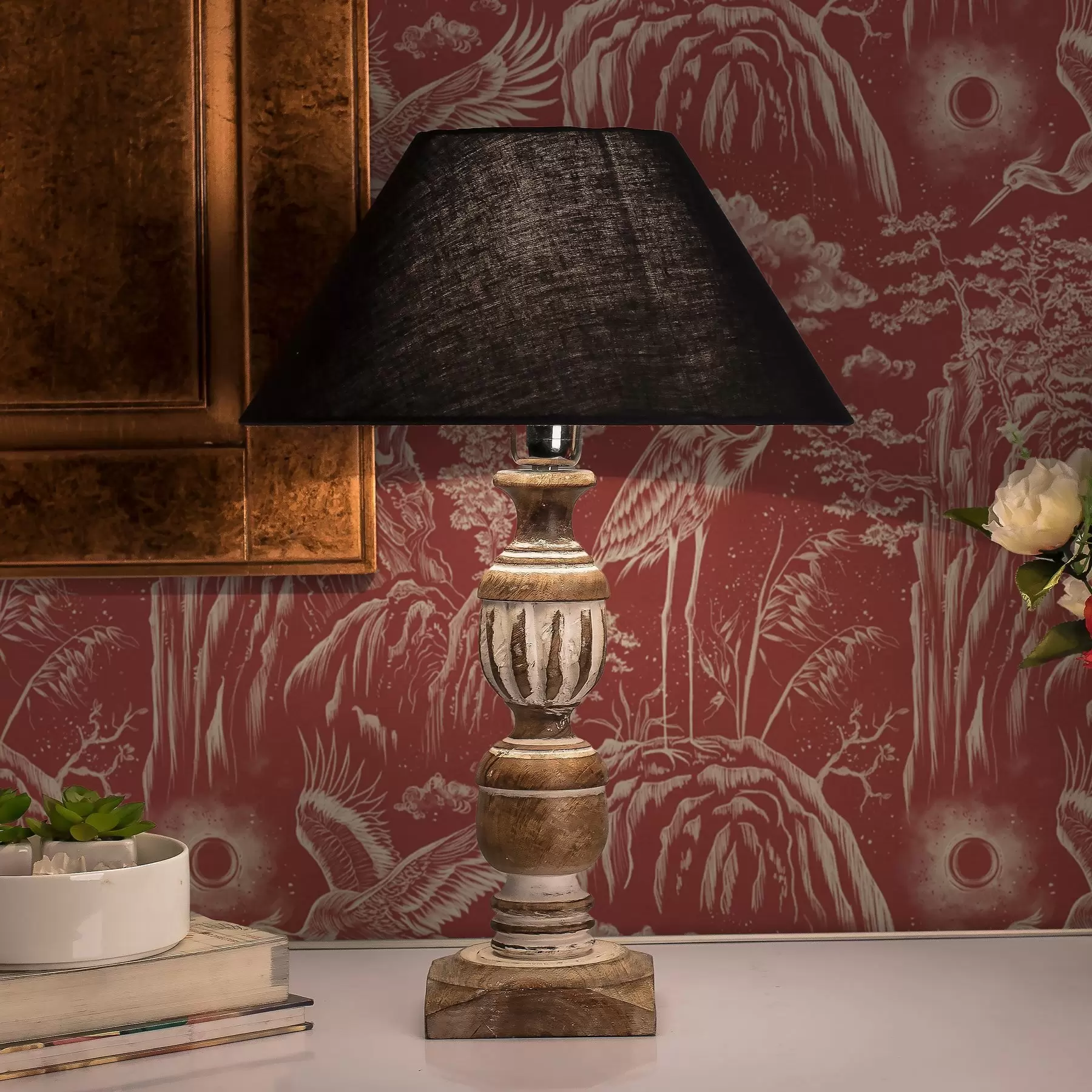 Fototapet Volavky, hory a mraky ve stylu japonské rytiny a00458