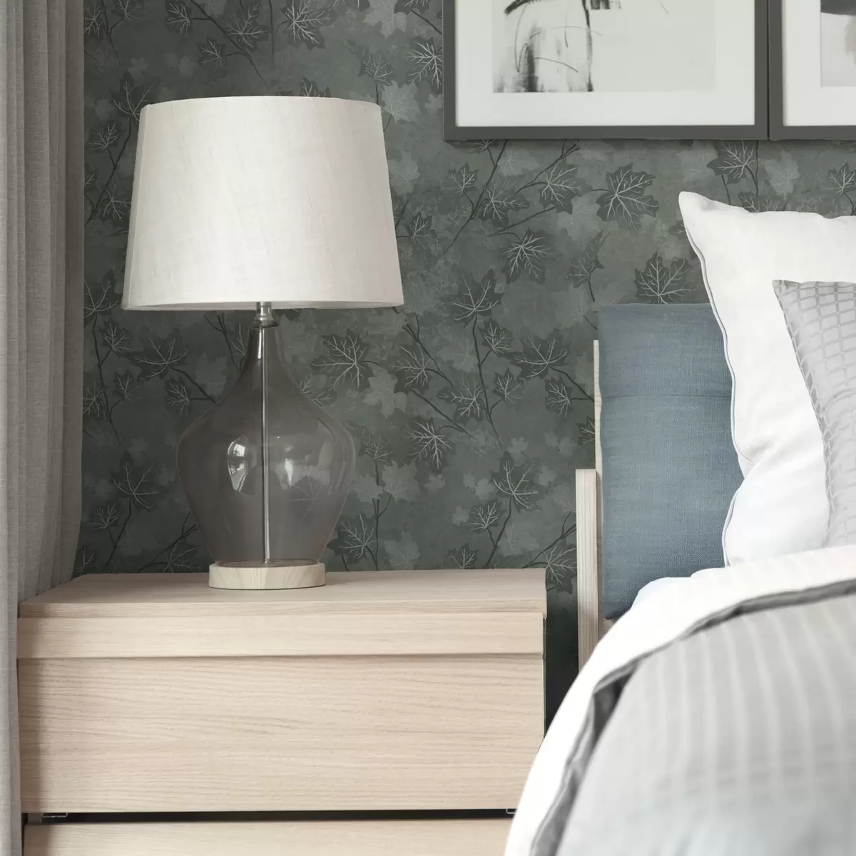 Tapety Matné javorové listy v jemných zelených tónech a00464