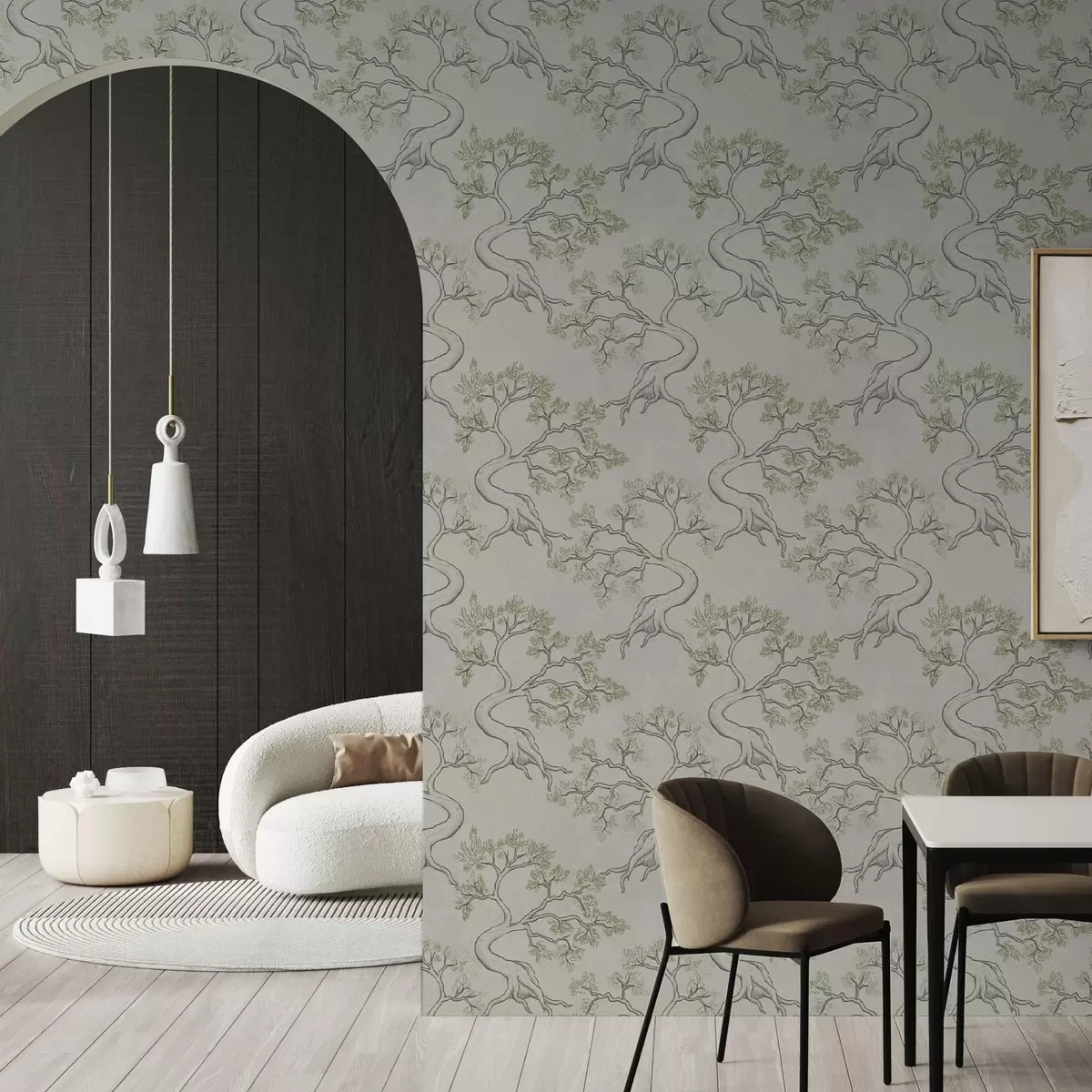 Tapety Jednobarevné stromy s efektně zakřivenými kmeny a00468