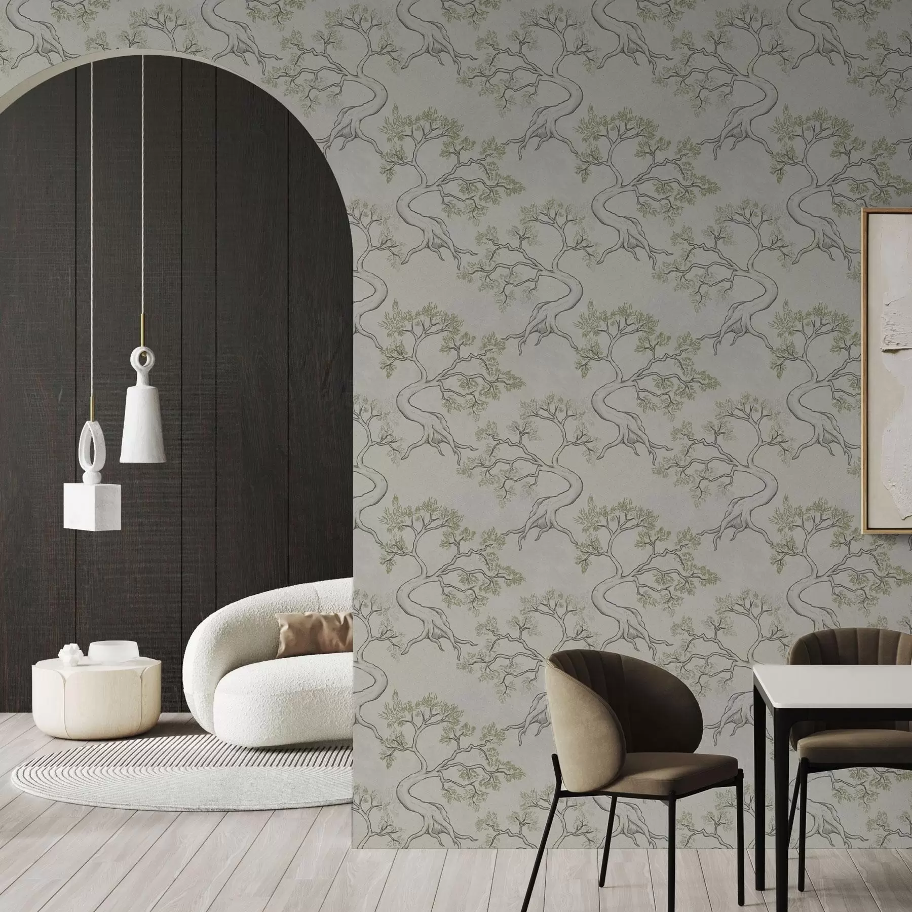 Fototapet Jednobarevné stromy s efektně zakřivenými kmeny a00468