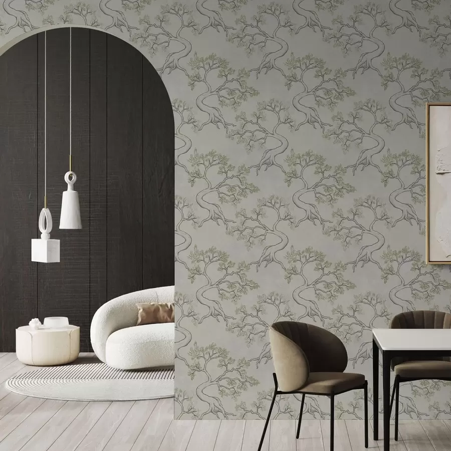 Fototapet Jednobarevné stromy s efektně zakřivenými kmeny a00468