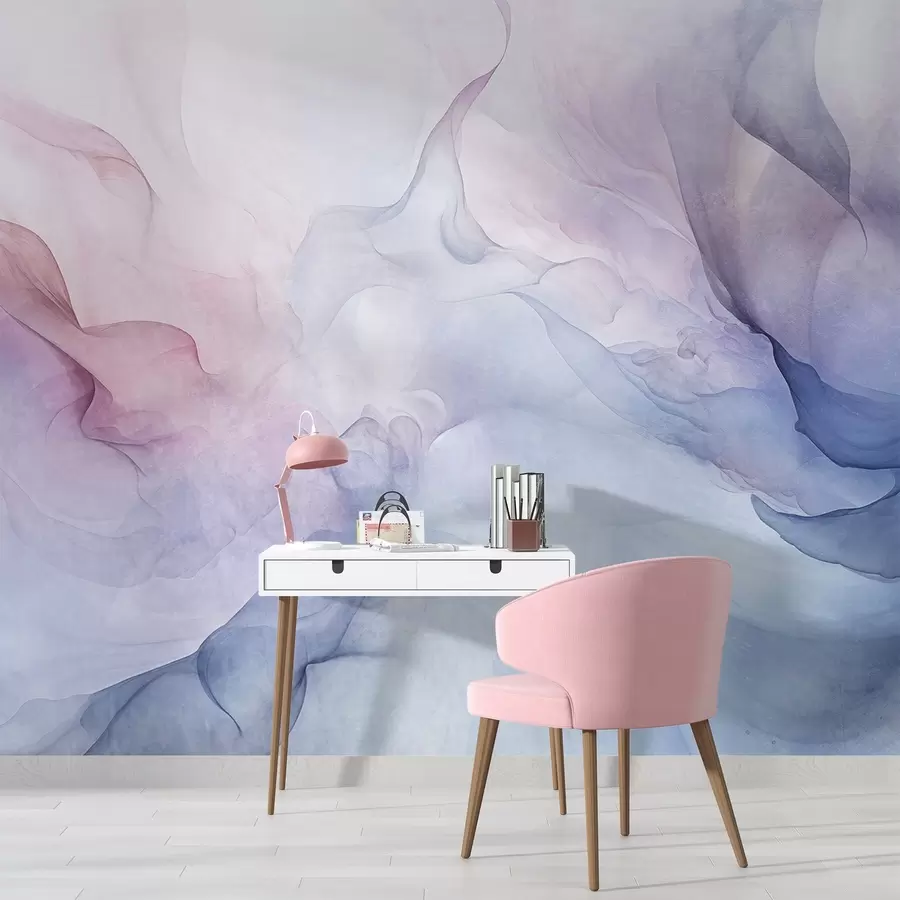 Fototapet Abstraktní malba s texturou a plynulými pastelovými odstíny růžové, fialové a modré, které vytvářejí jemný efekt w09318