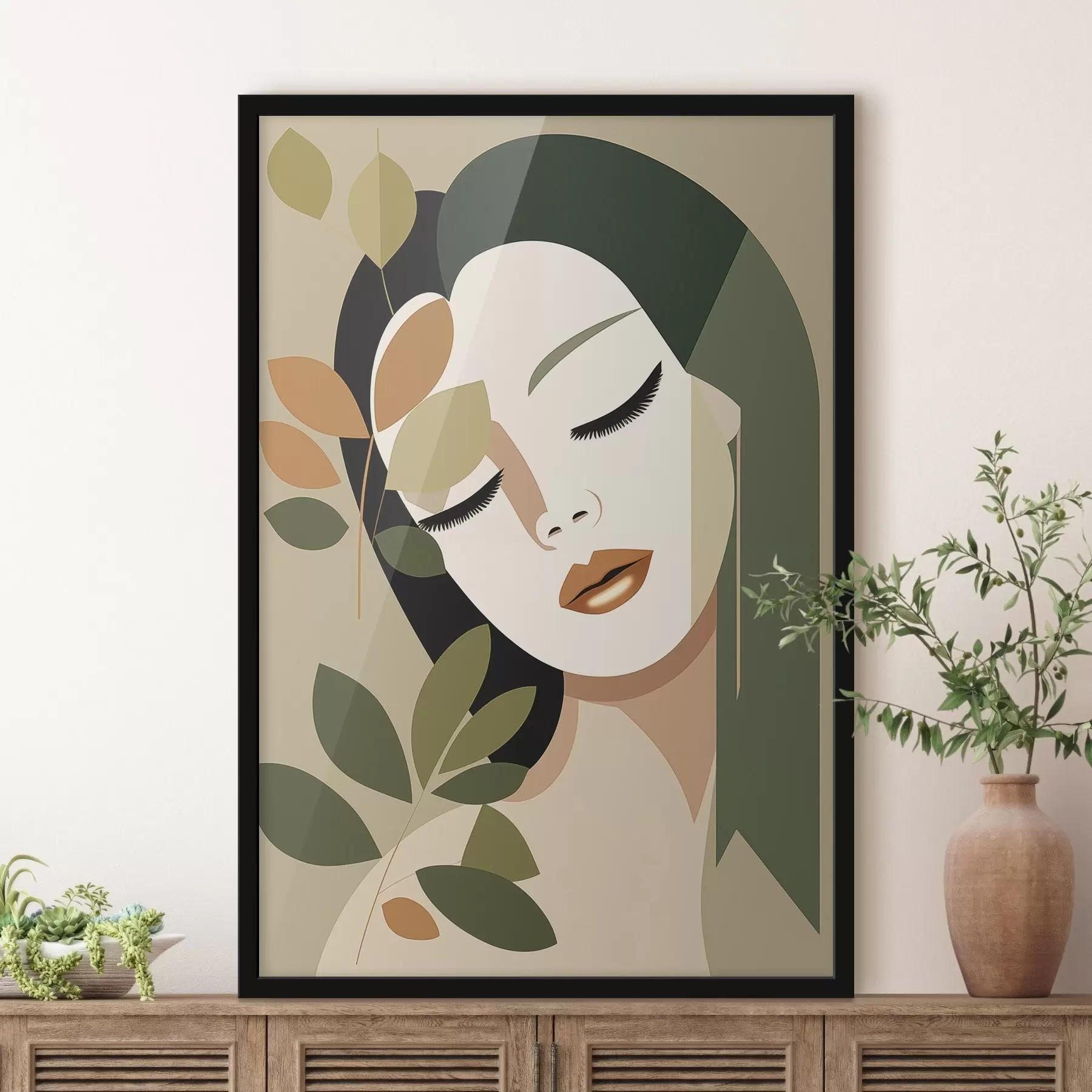 Fototapet Dívka s listy f45388