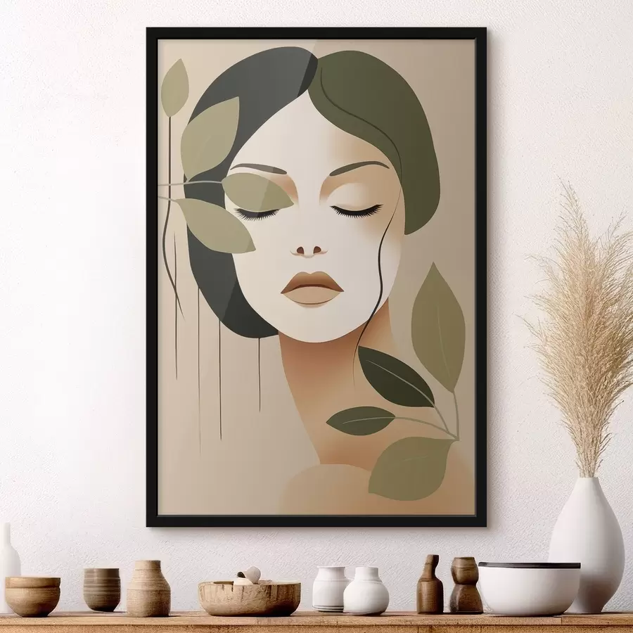 Fototapet Dívka s listy f45390