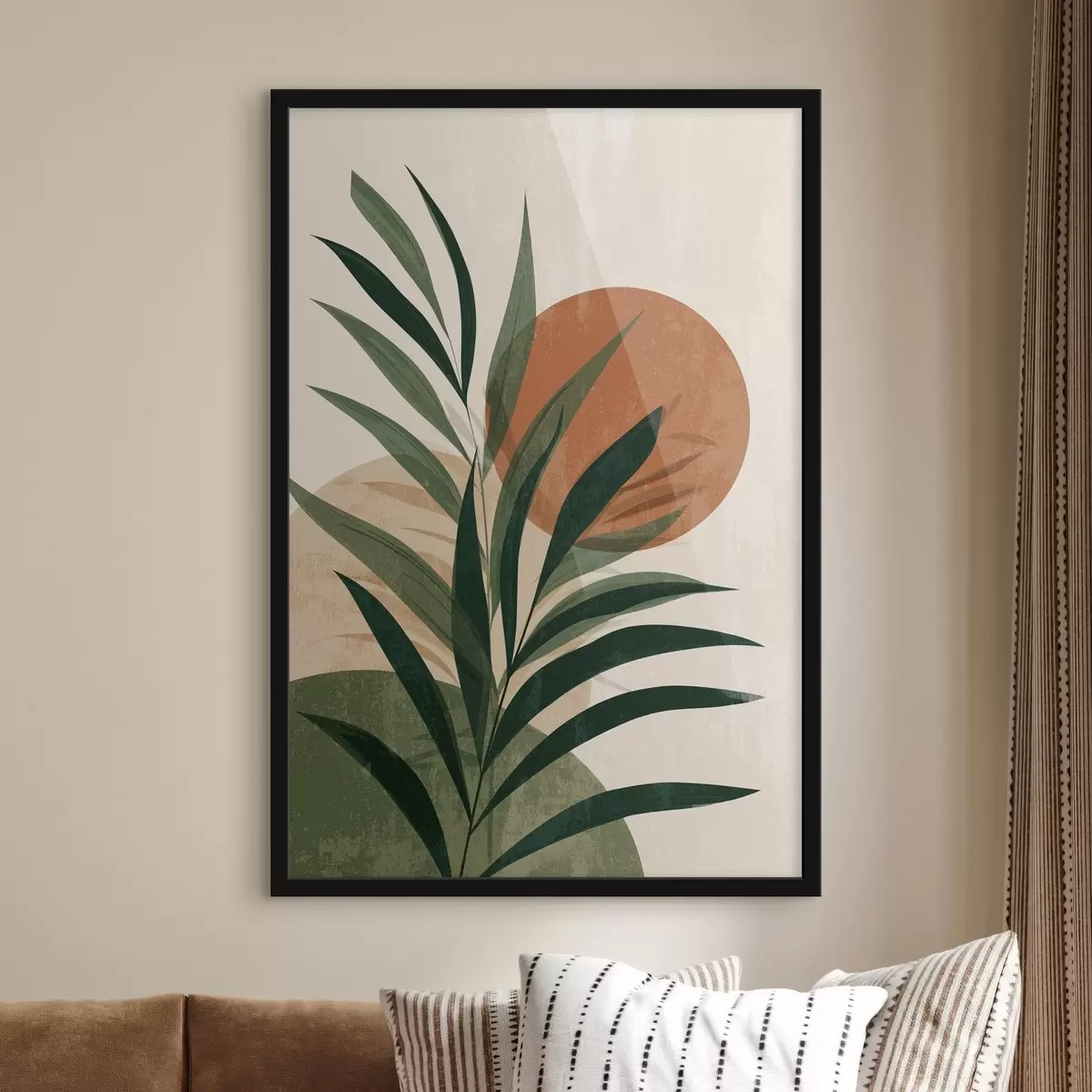 Poster Zelené listy a západ slunce f45394