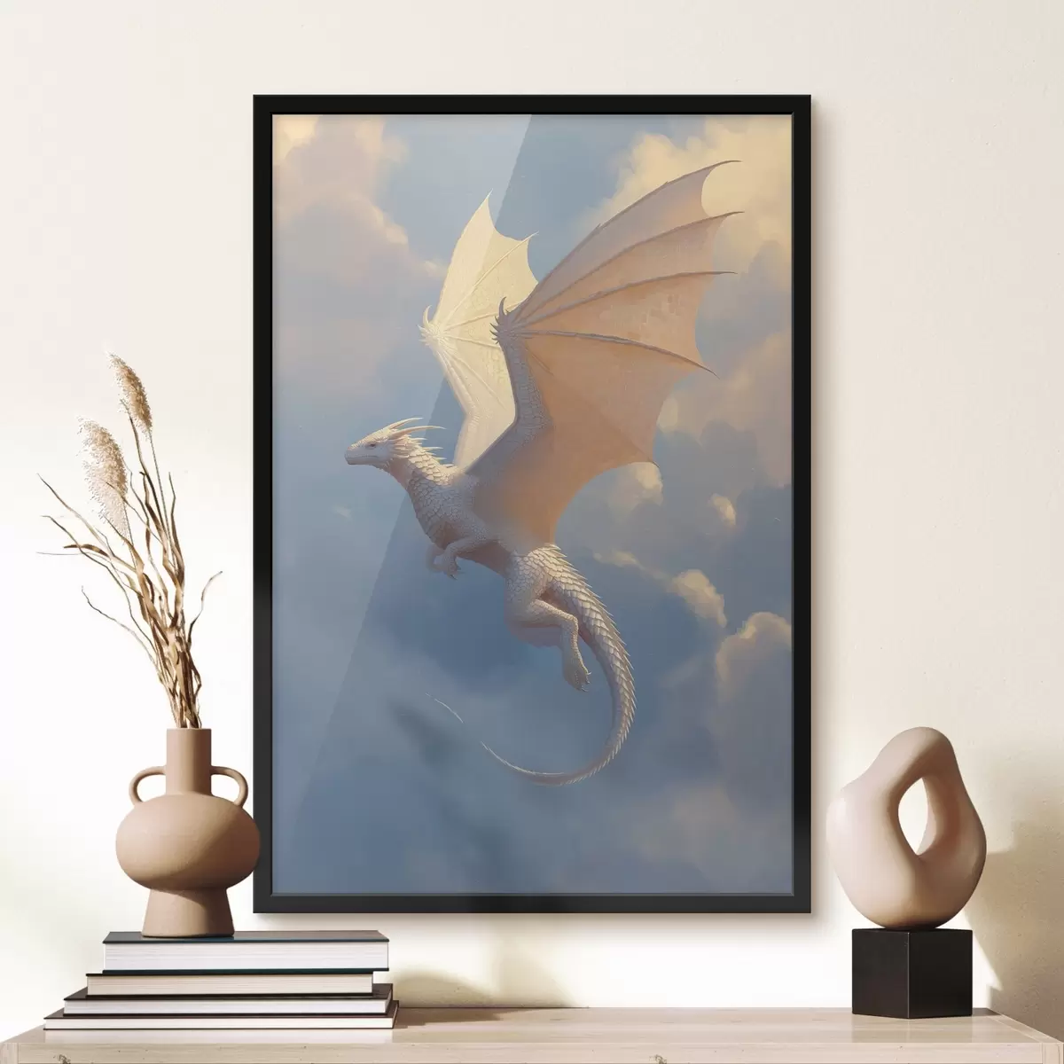 Poster Bílý drak na obloze f45415