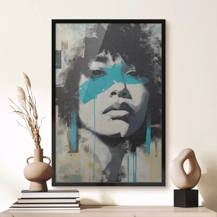 Fototapet Portrét ve smíšených médiích s fragmenty barevných tahů a textur f45417