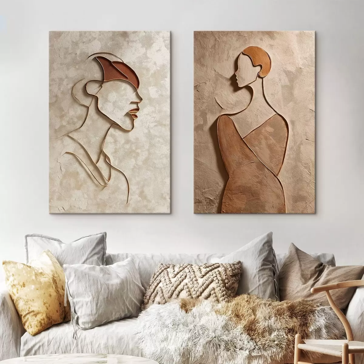 Obraz Reliéfní siluety lidí v minimalistickém stylu Č. m00596