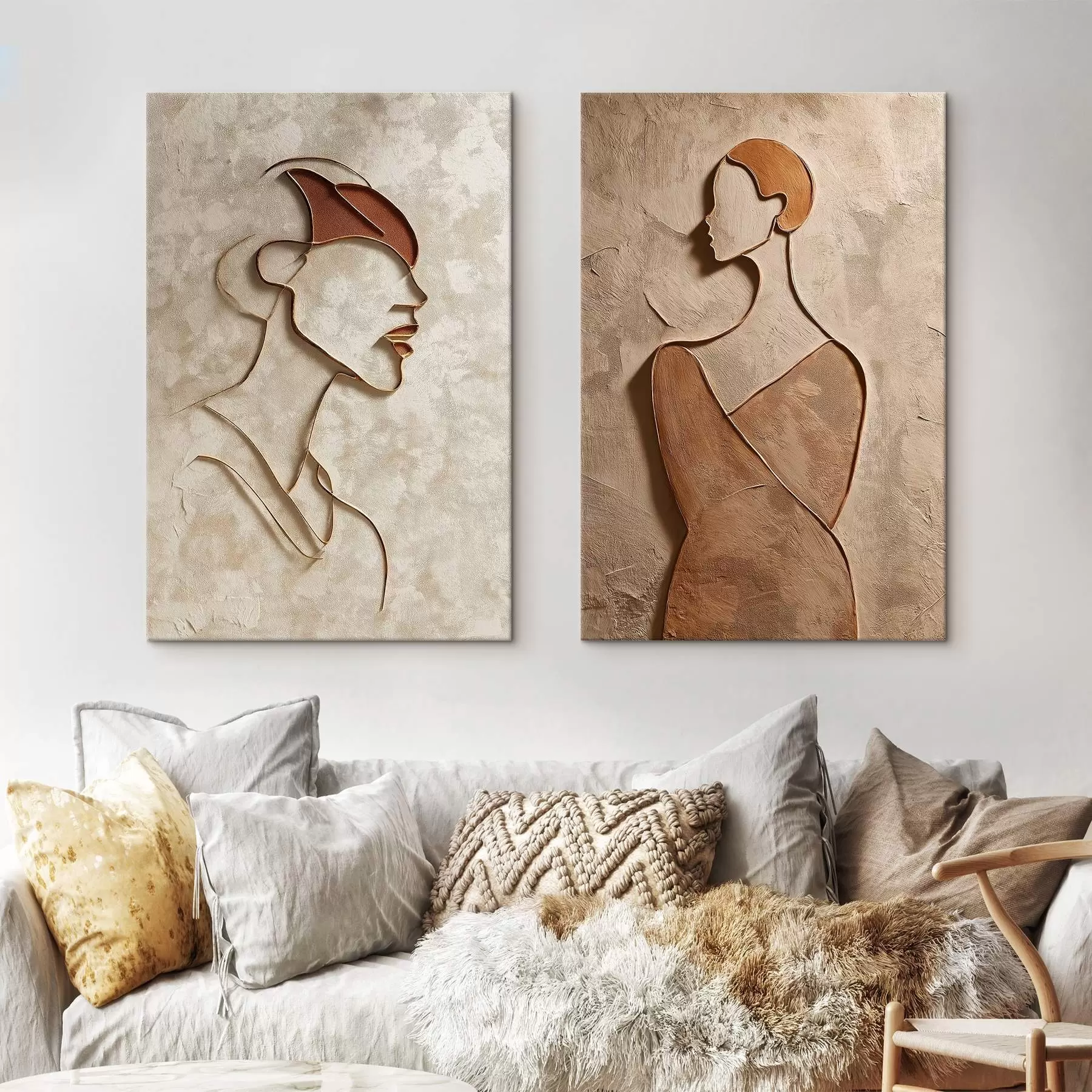 Obraz Reliéfní siluety lidí v minimalistickém stylu Č. m00596